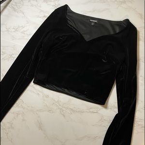 Express Black Velvet Long Sleeve Crop top
